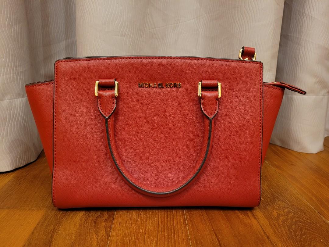Michael Kors MK Red Handbag, Luxury, Bags & Wallets on Carousell