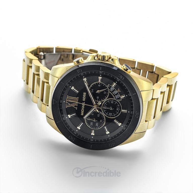 MK8848, Black on Quartz Watches Brecken Stainless Watch Kors Luxury, Steel NEW] Men\'s Michael Carousell Dial