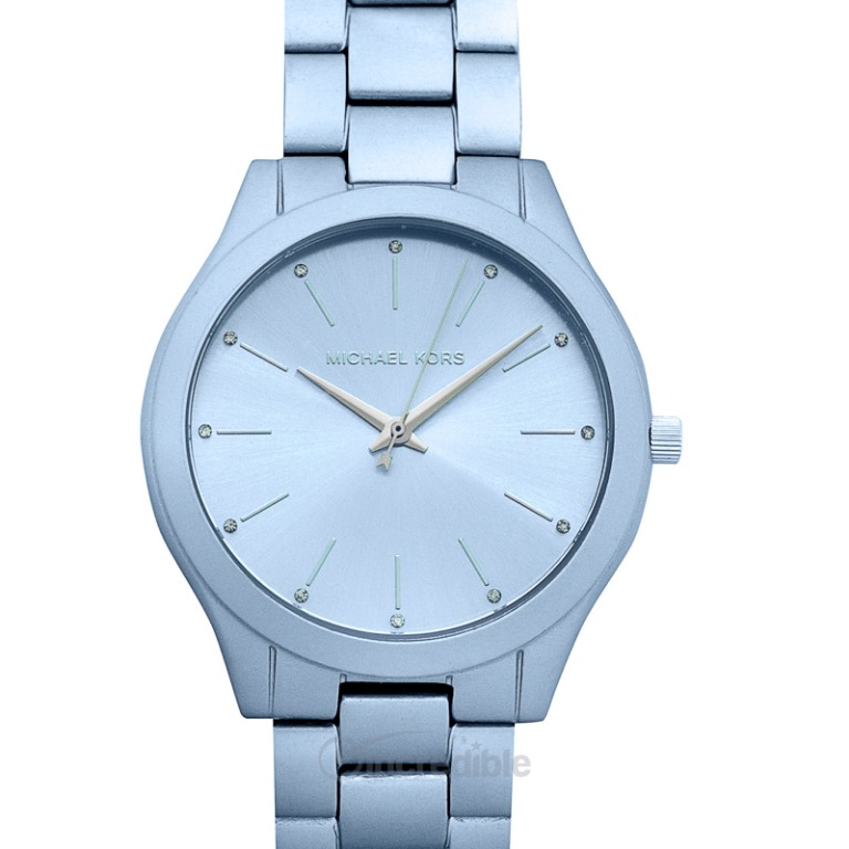 [NEW] Michael Kors Slim Runway Quartz Blue Dial Aluminum Ladies Watch ...