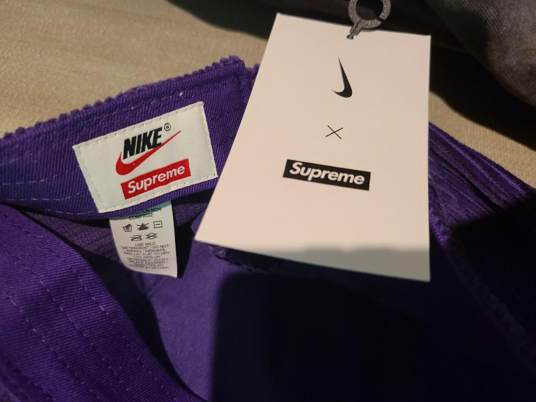 NEW) SUPREME X NIKE ARC CORDUROY 6-PANEL-PURPLE, 男裝, 手錶及配件