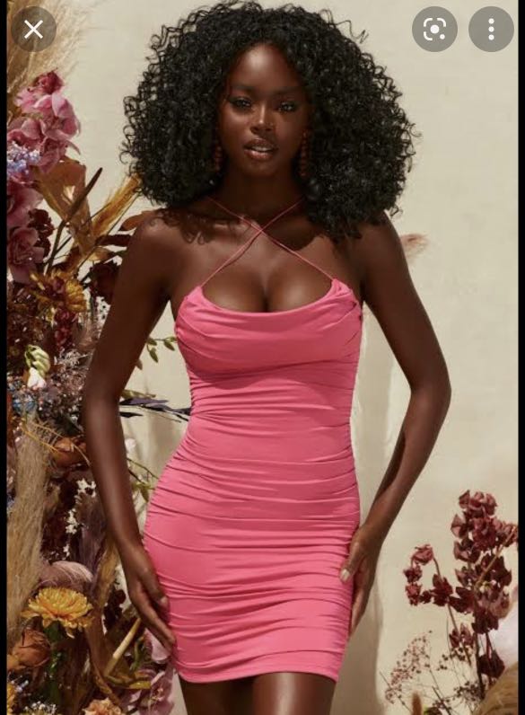 Oh polly discount ruched pink dress