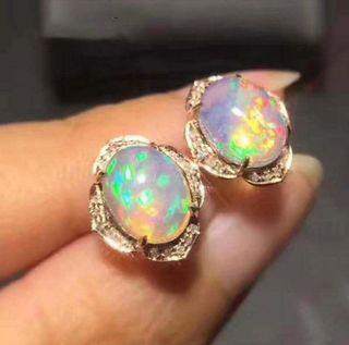 Opal push Delicate flower stud earring.pre order