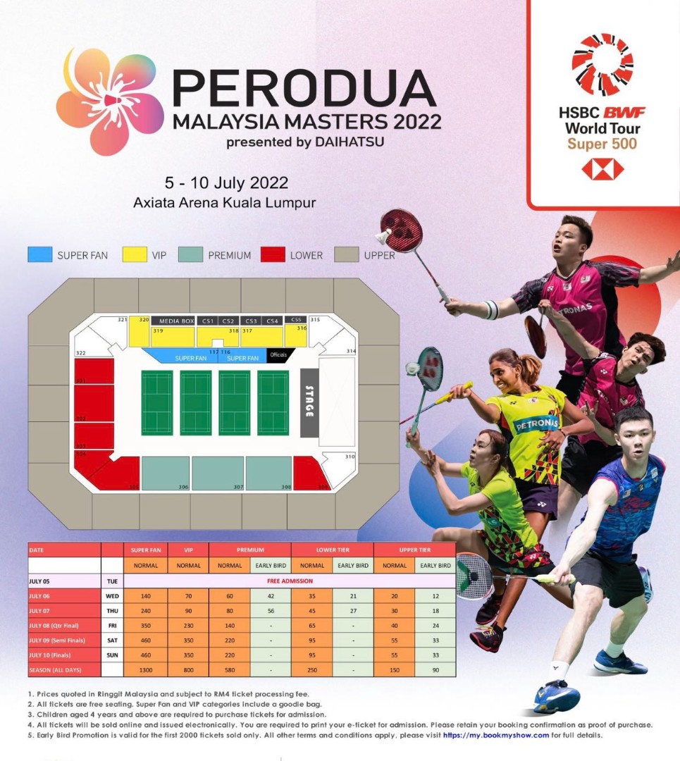 WTS Perodua Malaysia Masters 2022 Final, Tickets & Vouchers, Event