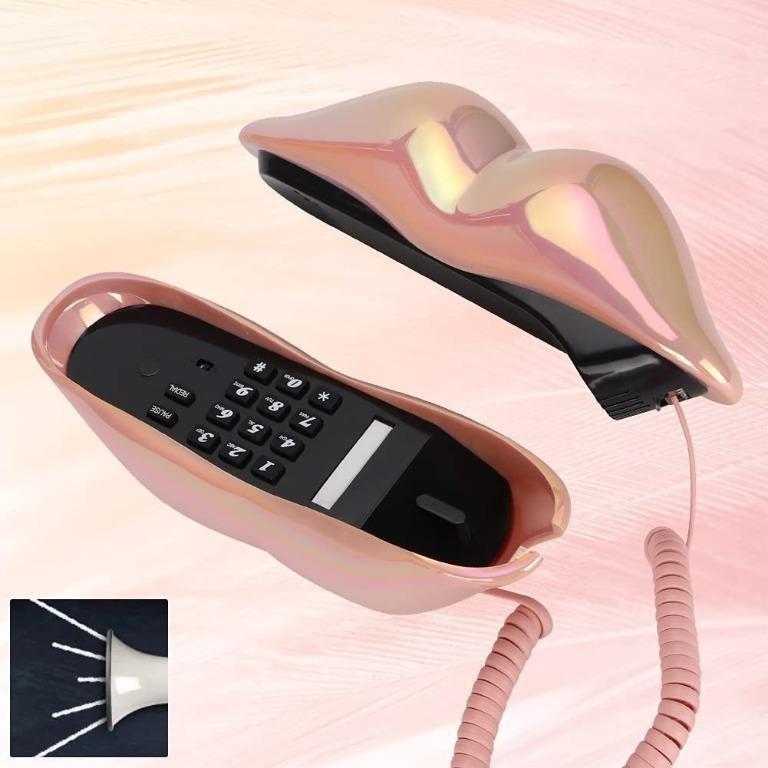 Pink Mouth Telephone, Wired Landline Telephone, Novelty Sexy Lip ...