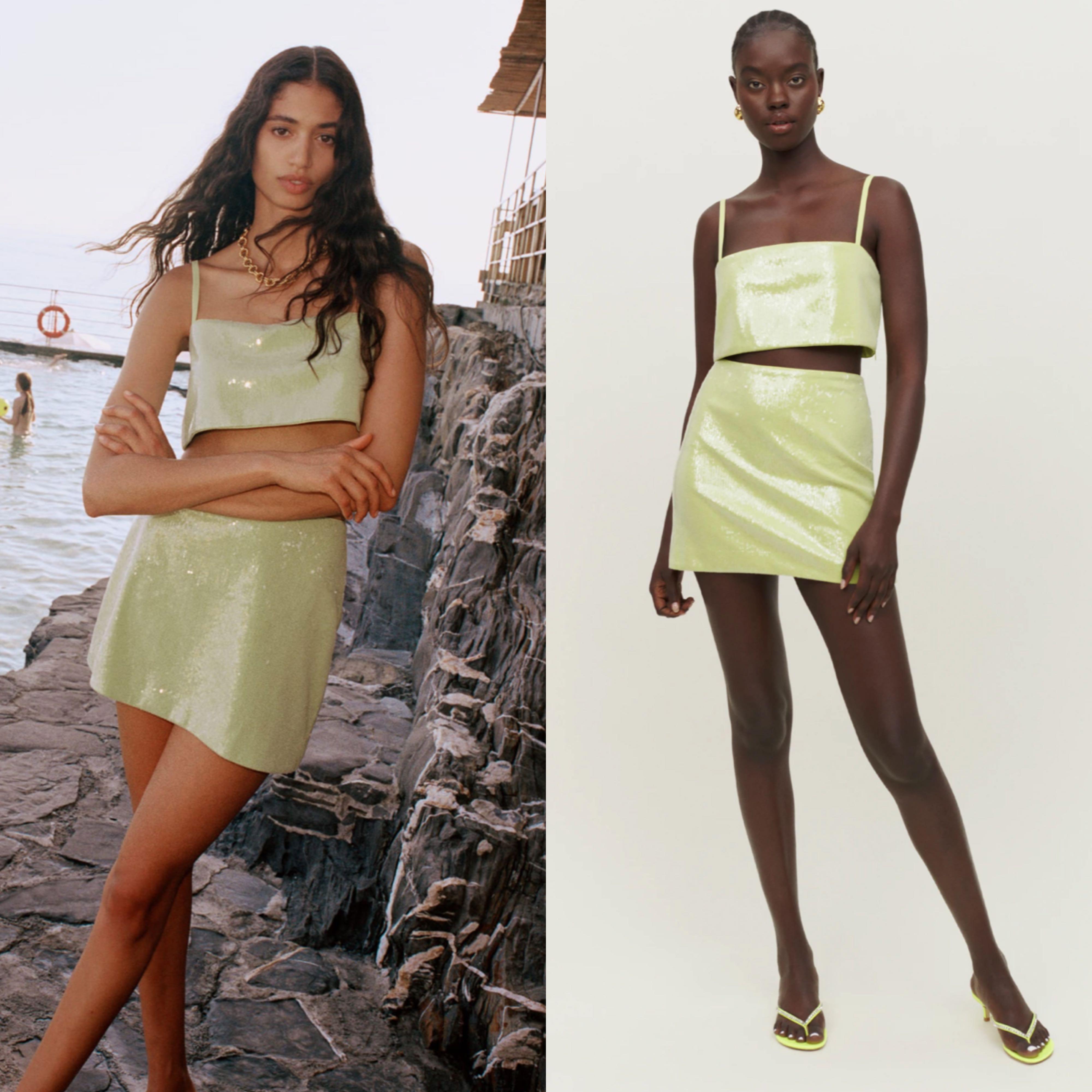 Reformation Dream Two Piece Set top and skirt in green Women s Fashion Dresses Sets Sets or Coordinates on Carousell