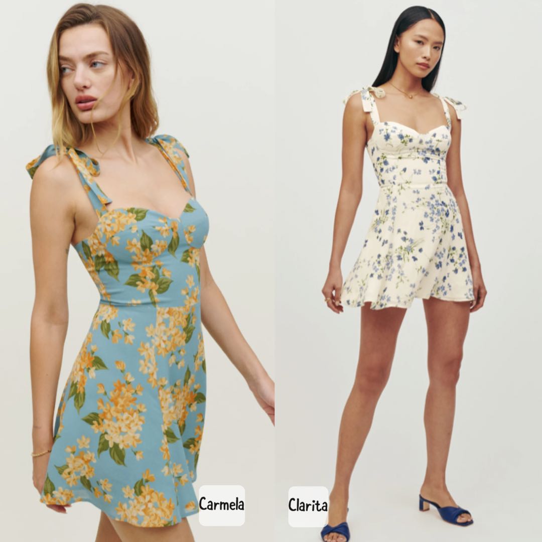 Reformation Niara mini dress, clarita and Carmela florals, Women's ...
