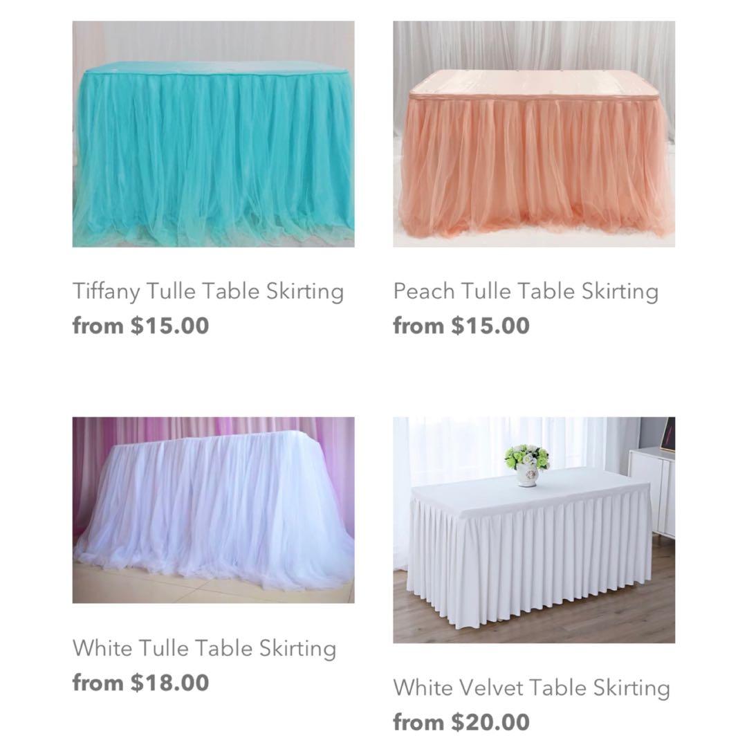 Tulle table skirt hotsell rental