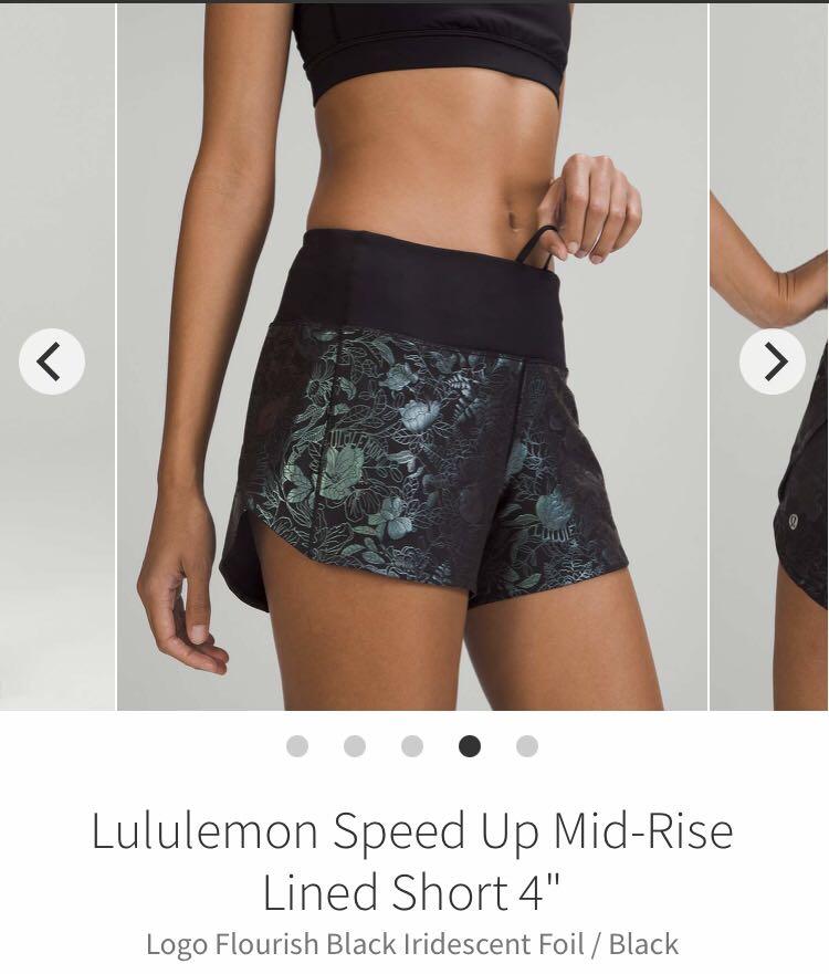 Lululemon Speed Up Mid-Rise Lined Short 4 - Logo Flourish Black