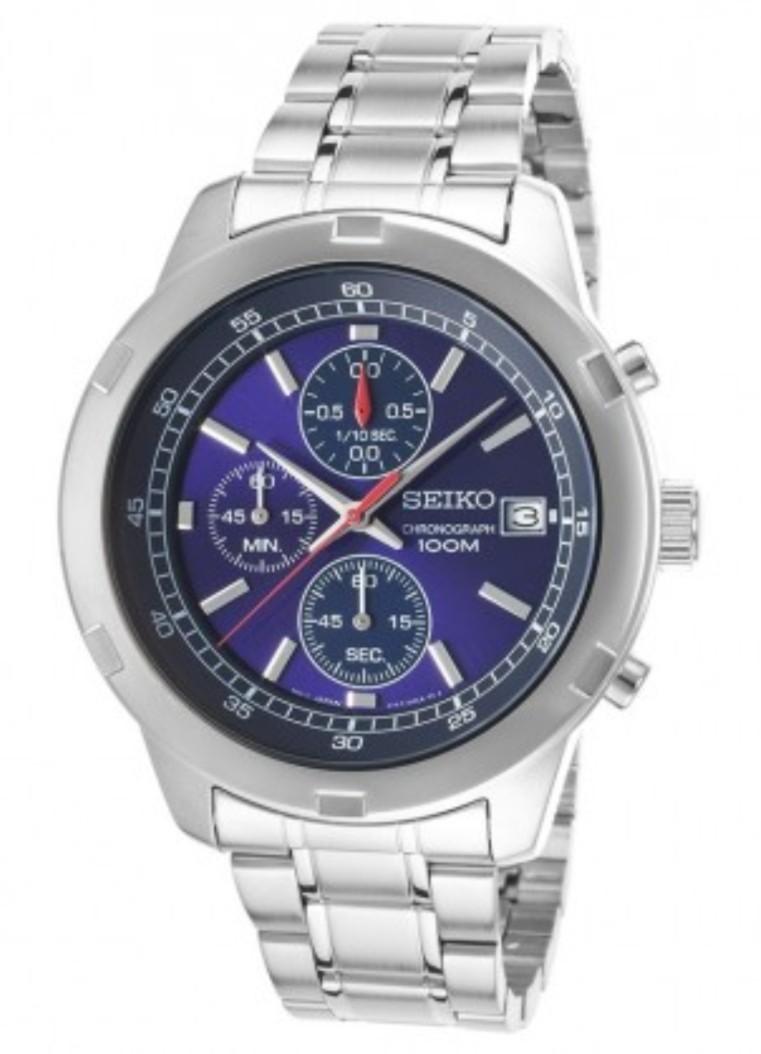 Seiko chronograph 100m blue dial clearance