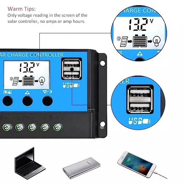 Solar Charge Controller for LeadAcid Batteries with LCD and Auto
