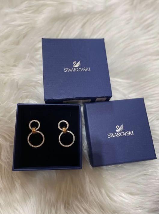 Gold hoop earrings swarovski best sale
