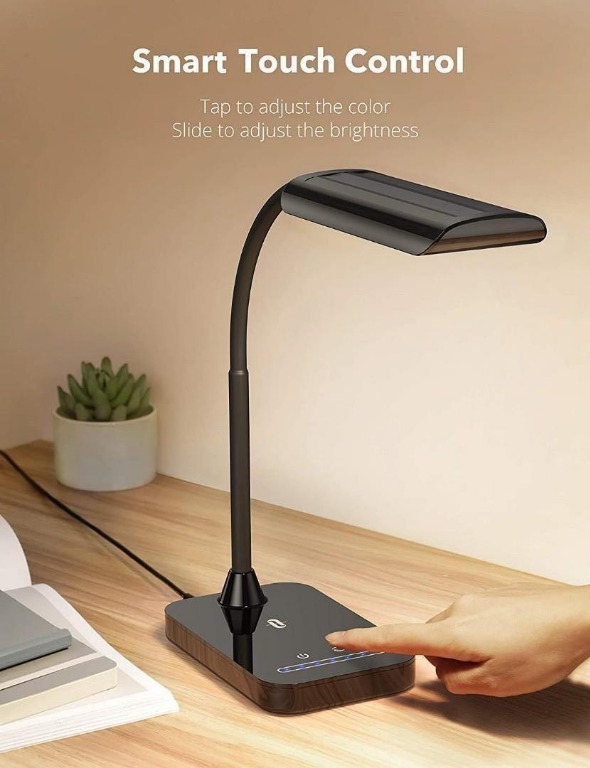 Touch Table Lamp with USB Charging Port LTTENY Bedside Nightstand Table Lamp 