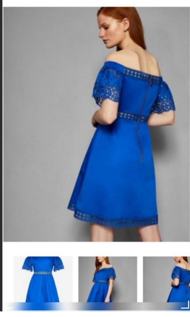 Ted baker off shoulder blue dress, Women's Fashion, Dresses & Sets