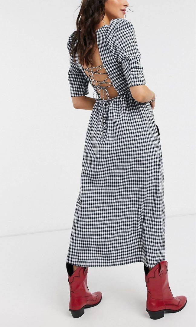 Topshop Gingham Dark blue dress Women s Fashion Dresses Sets