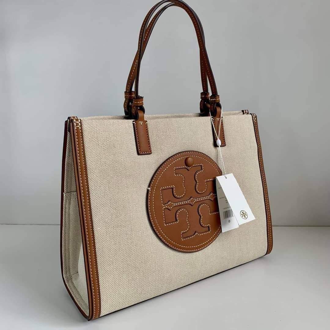 Tory Bruch Ella Canvas Tote Bag - Small, Luxury, Bags & Wallets on ...
