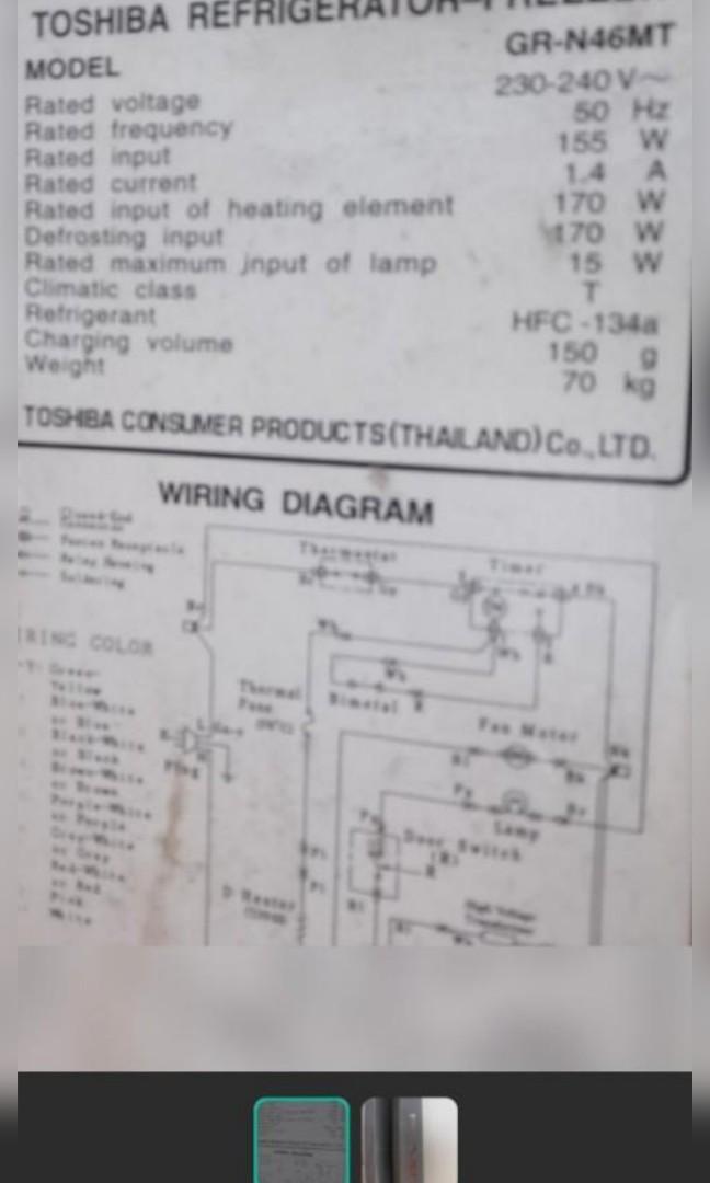 Toshiba refrigerator & freezes GRN46MT, TV & Home Appliances, Kitchen