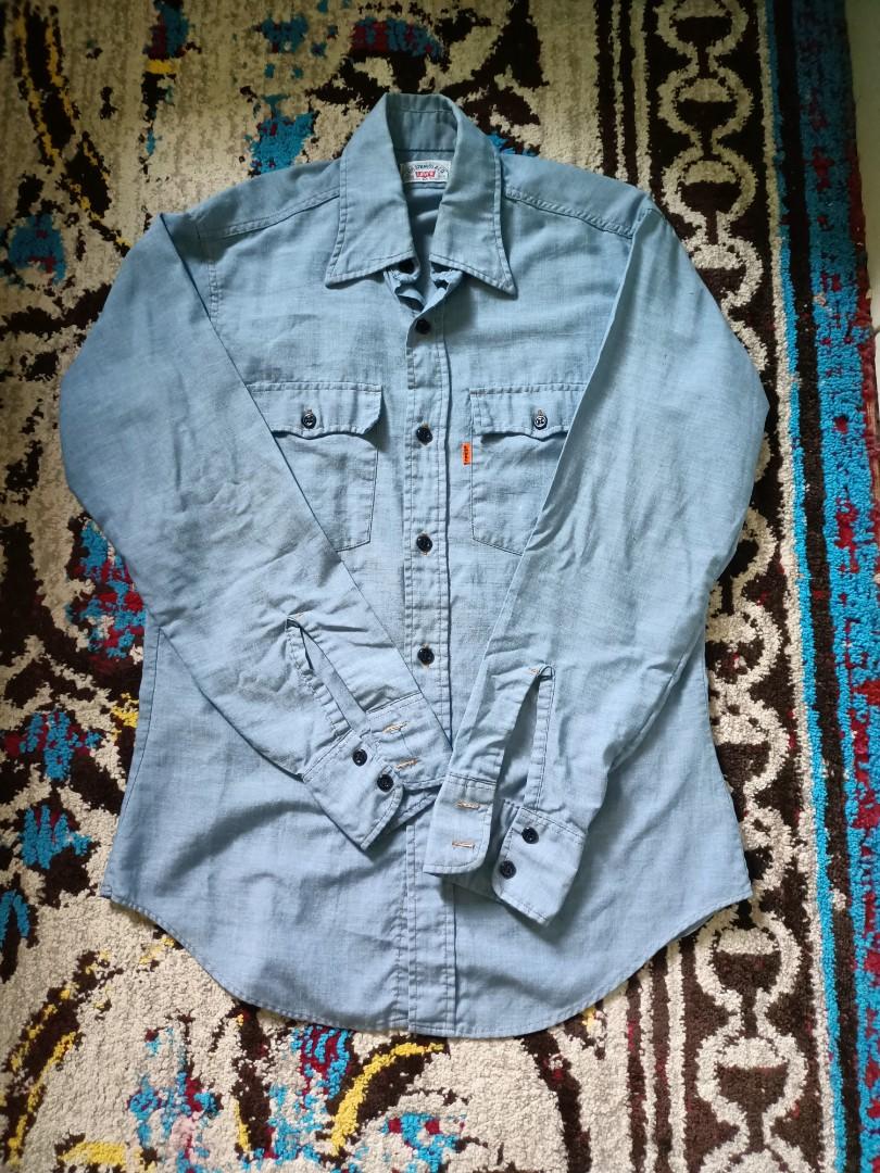 VINTAGE 70s CHAMBRAY LEVIS ORANGE TAB, Men's Fashion, Tops & Sets, Formal  Shirts on Carousell