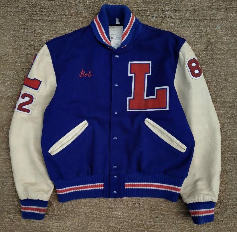 Red white and blue letterman jackets on sale