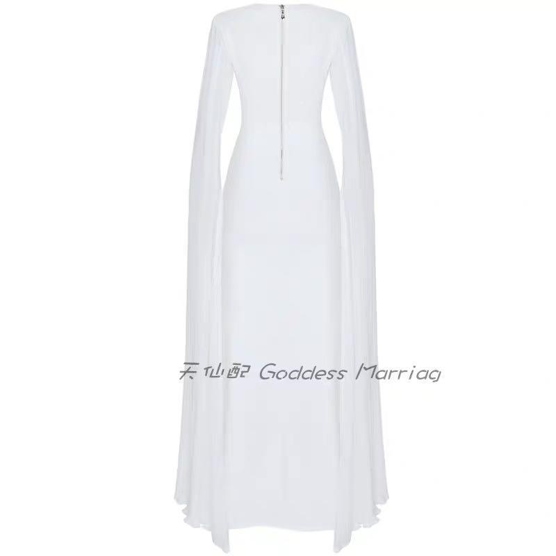 White evening clearance gown with cape