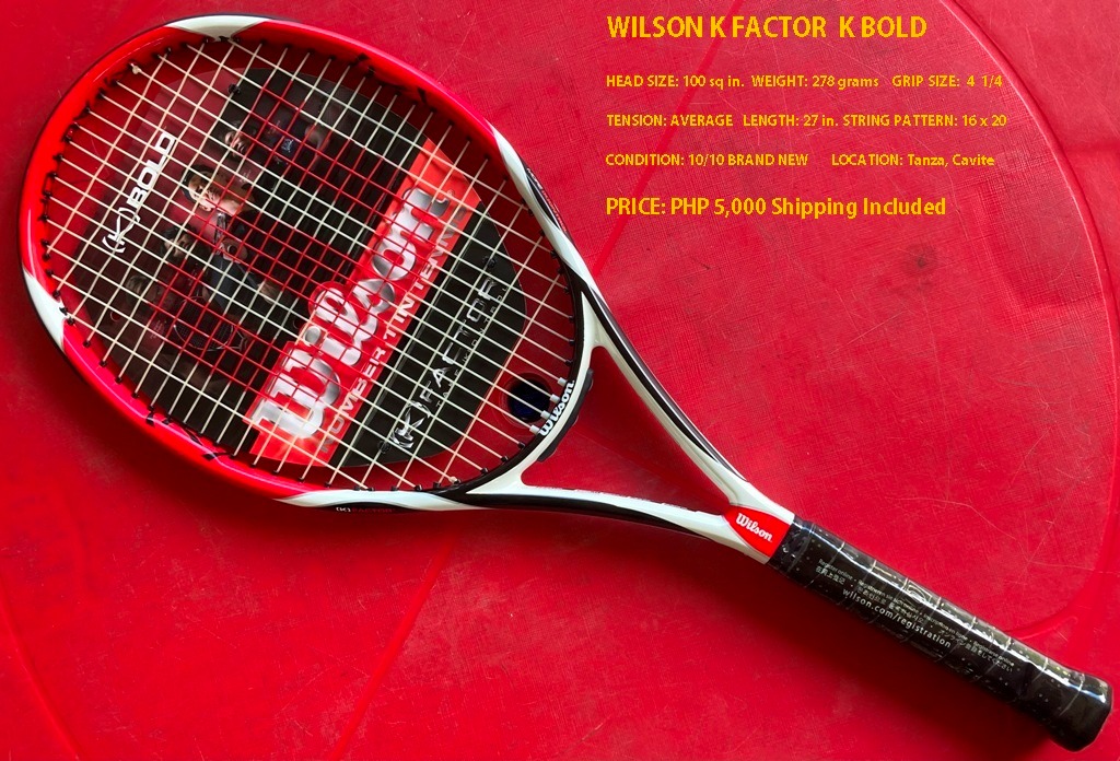 NEW Wilson K Factor K 100 sq in Tennis Racquet 4 1/4 Grip Bold 
