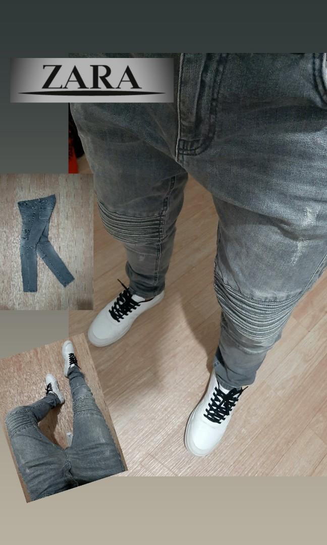 Zara Biker Jeans (Strtchble), Men'S Fashion, Activewear On Carousell