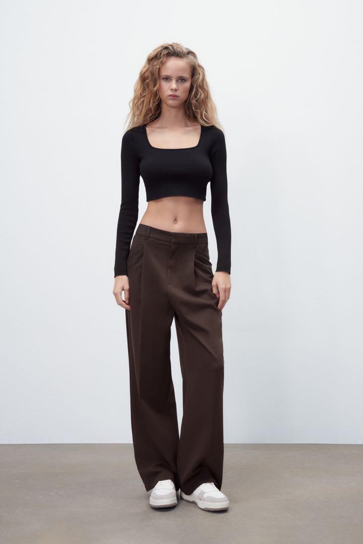 ZARA Dark Brown Full Length Pants, Women's Fashion, Bottoms, Other