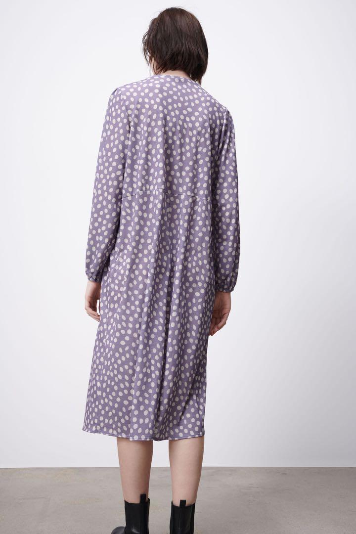 zara purple polka dot dress Zara Ruffle Front Polka Dot Dress