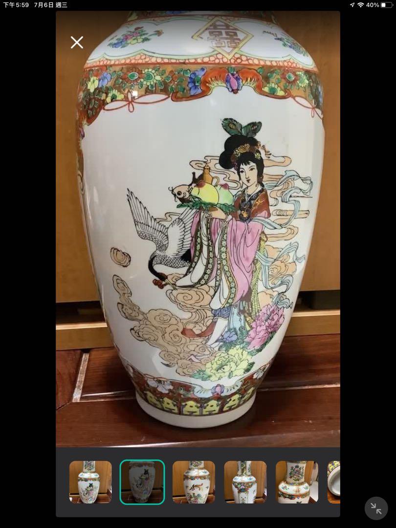 最安値で 巨大 中国アンティーク 中国廣彩 花瓶約38センチ 花瓶 ...