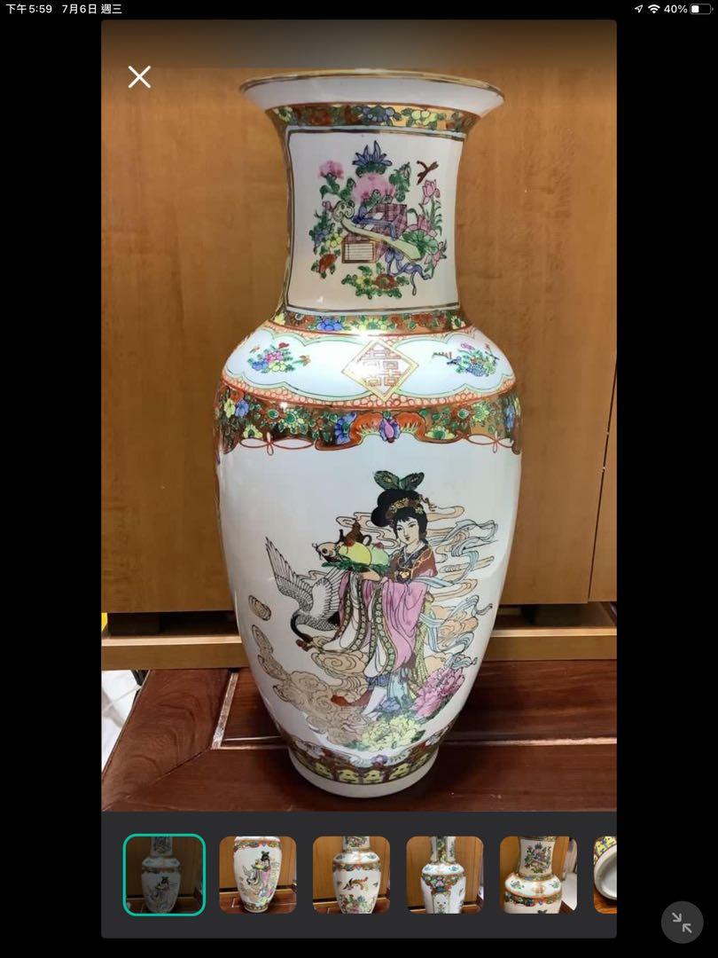 中國廣彩花瓶80年代高38cm 完美版花瓶, 興趣及遊戲, 收藏品及紀念品