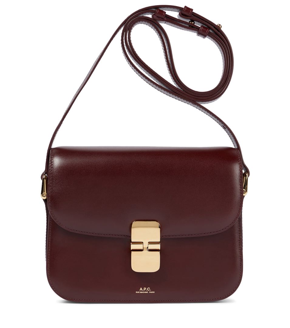 A.P.C. Grace Mini Shoulder Bag VINO GAE Leather Red W17.5cm H14