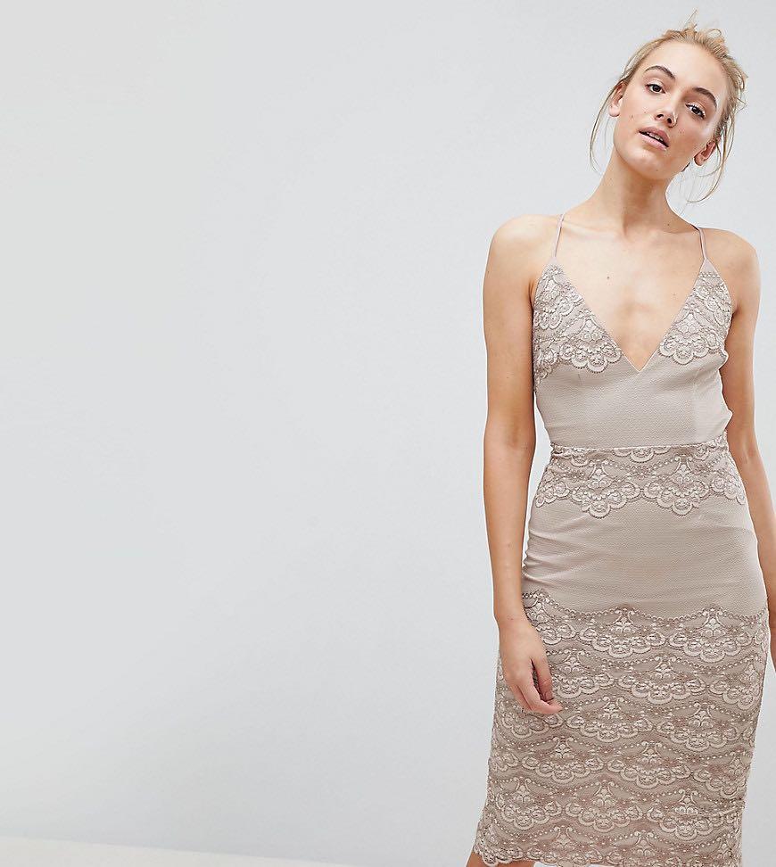 Asos lace cami deals midi pencil dress