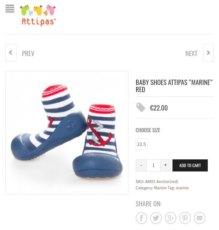 Attipas Marine Stripe Red Baby Boy Shoes Size US 4.5 (no box, with