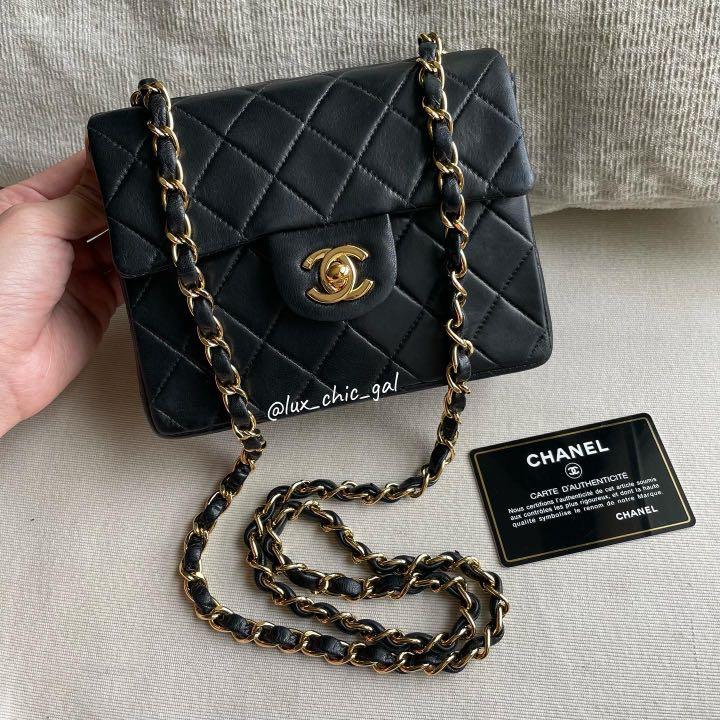 Chanel Classic Mini Square Burgundy Lambskin GHW, Luxury, Bags & Wallets on  Carousell