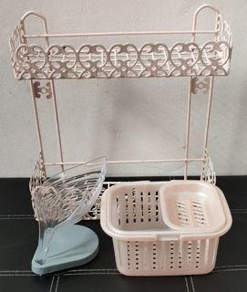 Bathroom wall rack, mini basket, soap dish