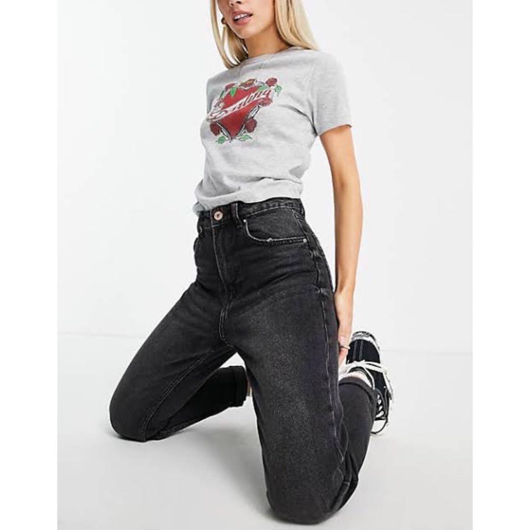 Bershka Mom Jeans Acid Wash Washed 