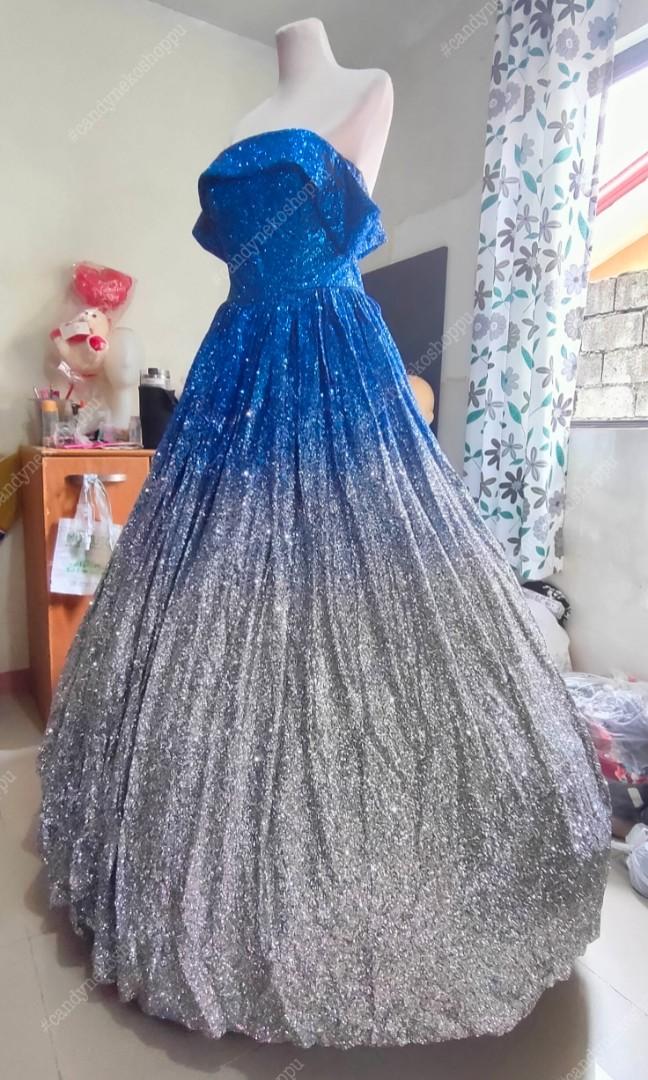 Blue and silver gown dress online