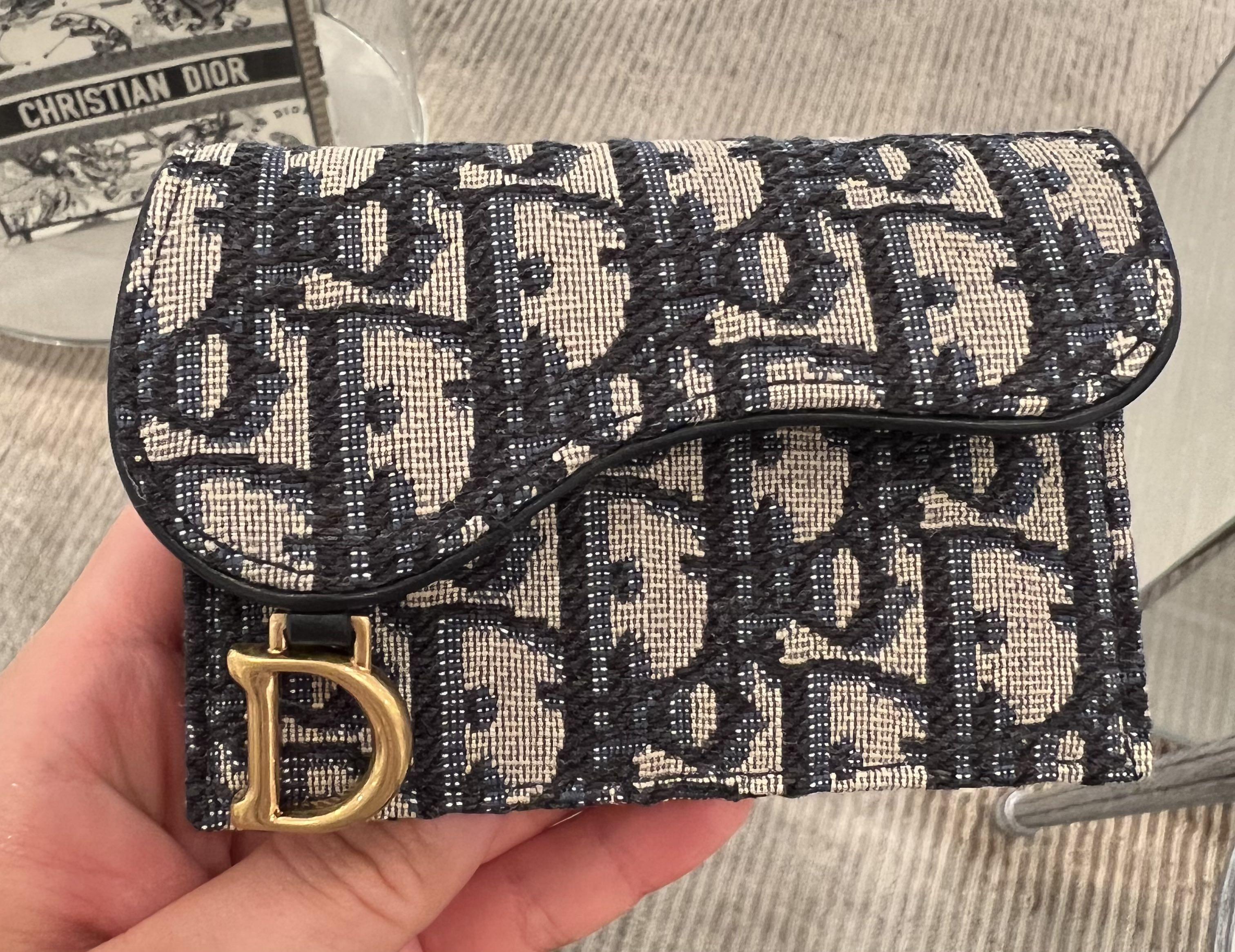 Dior oblique saddle flap card holder online