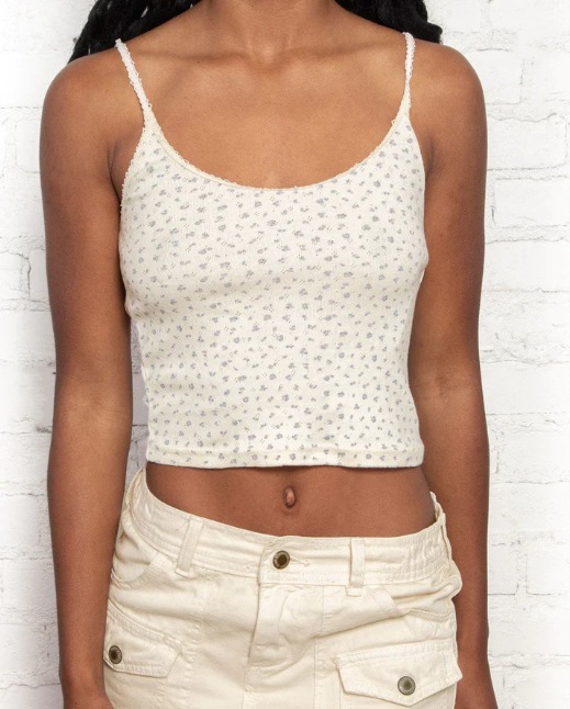 Brandy Melville Beyonca Eylet Floral Crop Tank