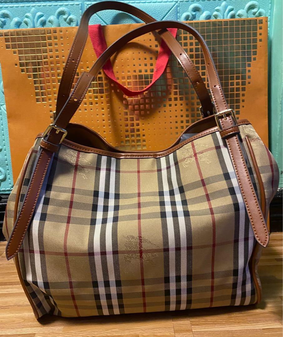 Sold at Auction: Burberry Haymarket Check Coated Canvas Mini Square Tote
