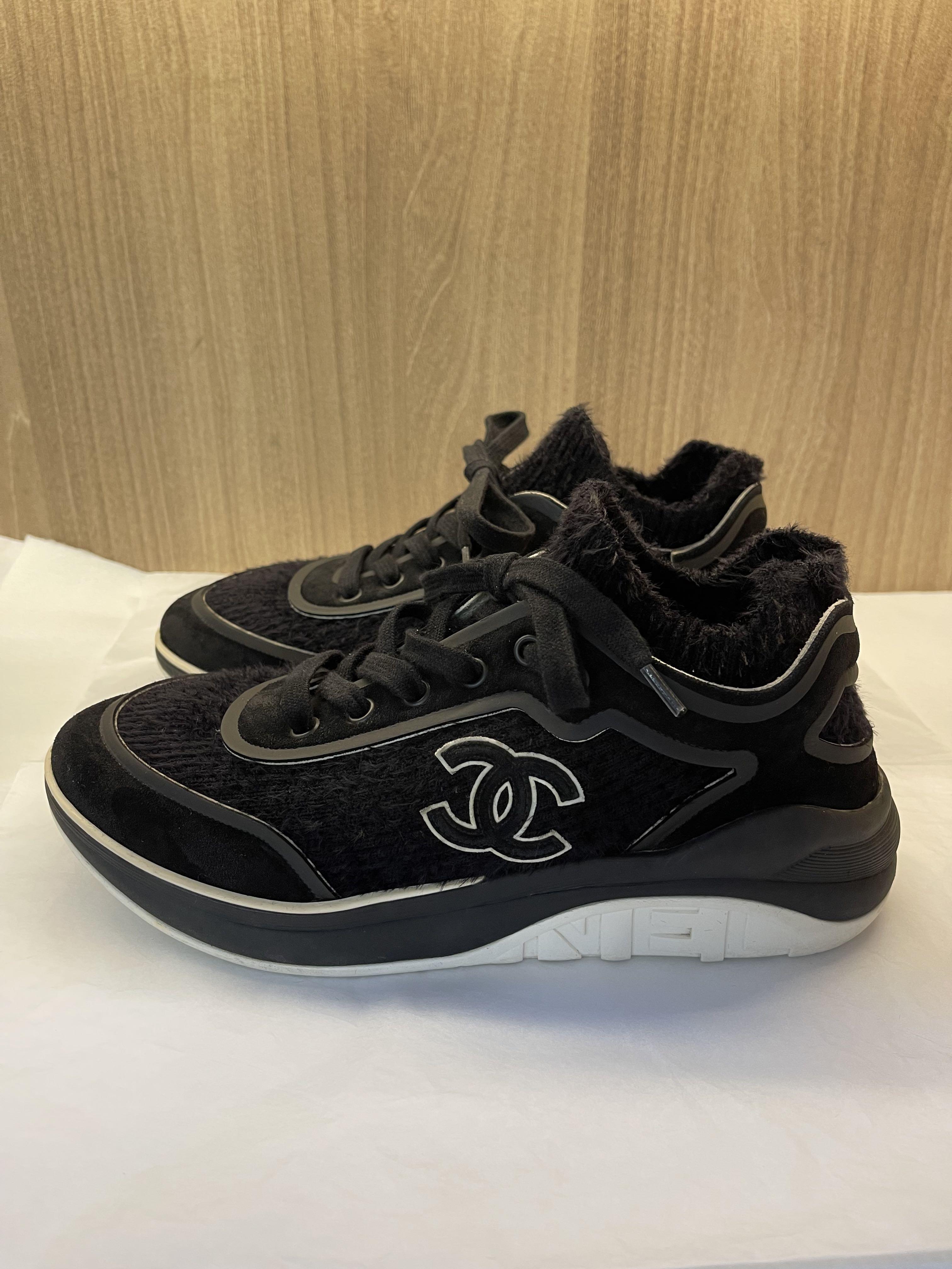 Chanel Suede Calfskin CC Logo Sneakers Size 6