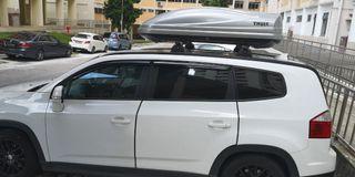 Chevrolet Orlando and Variety roof rack and box for rent.