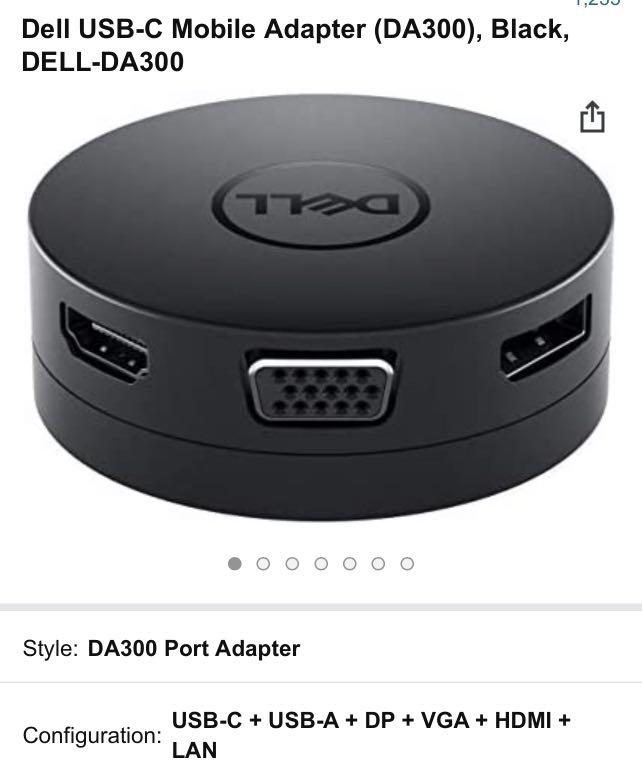 Dell USB-C Mobile Adapter (DA300), Black, DELL-DA300, Mobile Phones ...