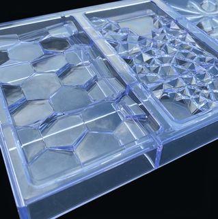 ◎三合一雪絨花幾何鑽石排塊DIY巧克力模具/PC環保塑料硬模/手工巧克力模具