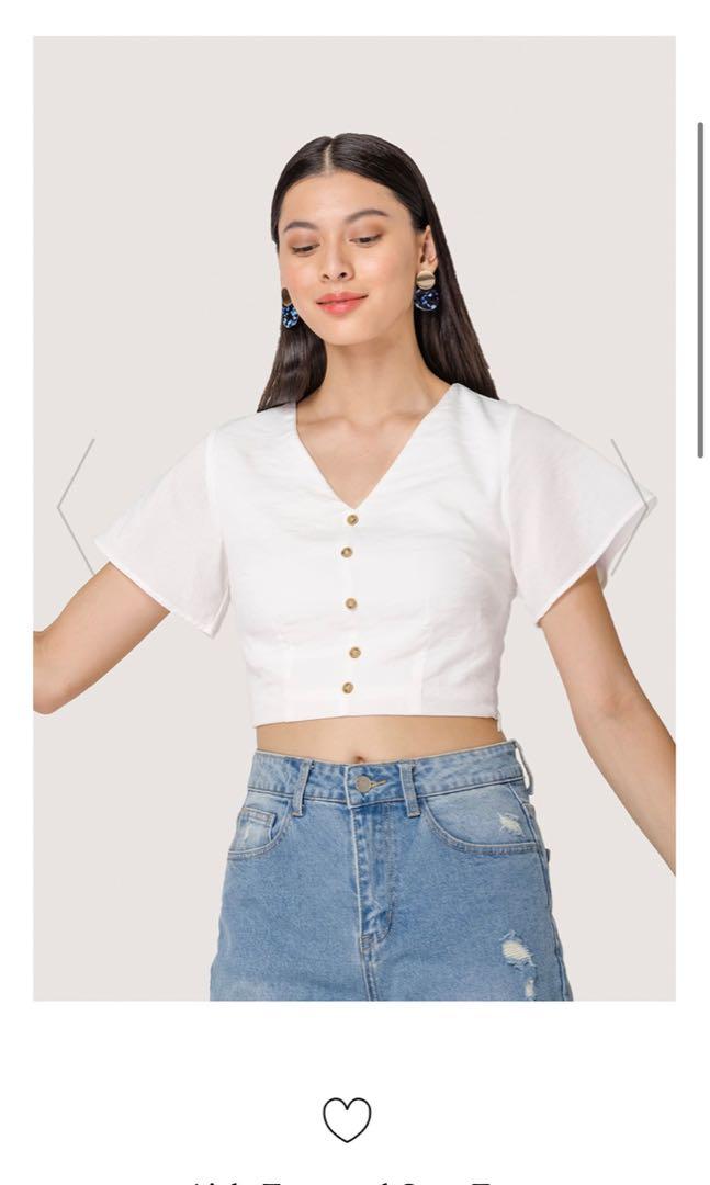 TEXTURED CROP TOP - White