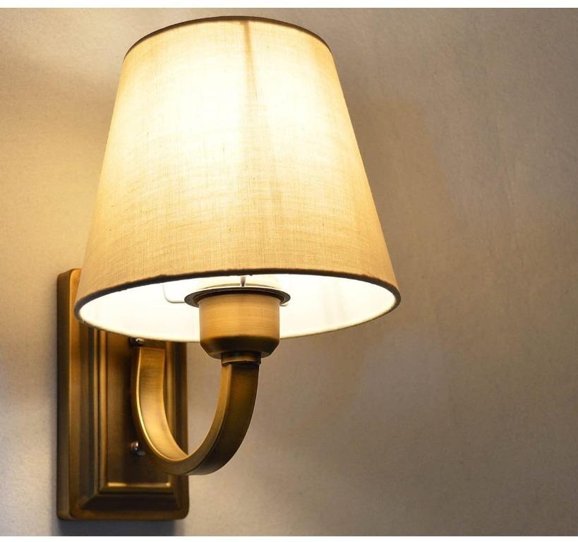 Lindby Finnick Wandlamp, wandlamp voor binnen, brons, textiel, 1 lamp E14, wandlamp, wandspot, wandverlichting, slaapkamer/woonkamerlamp