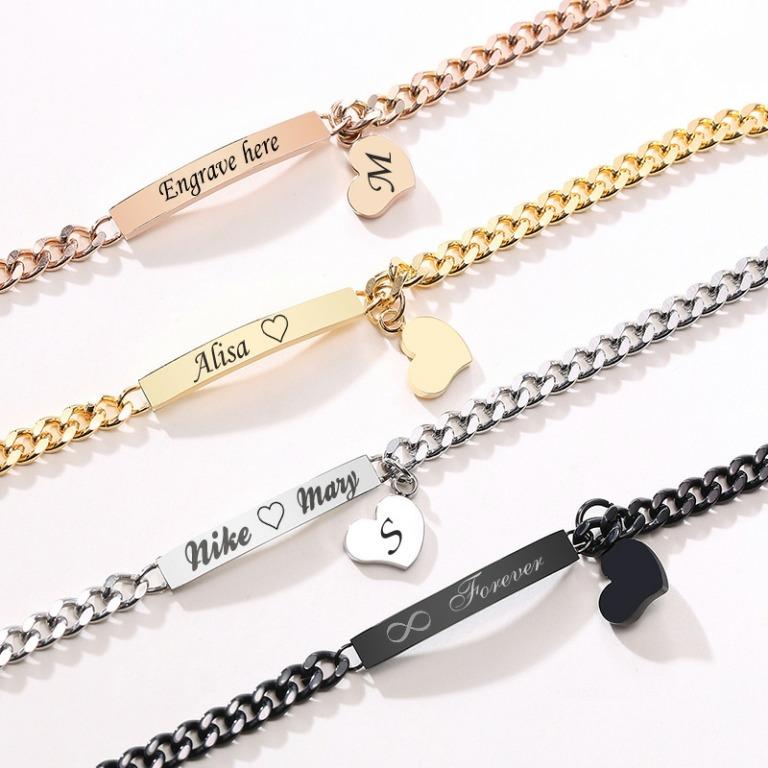 Gold bracelet with new arrivals name engraved