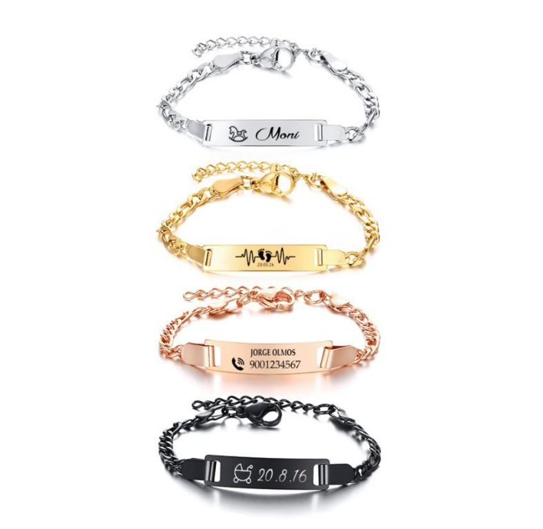 Gold Plated Baby Bracelet Jewelry with Personalised Engraving