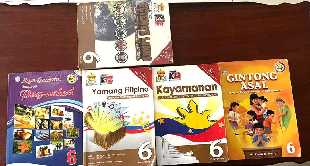 Grade 6 books (Category: Textbooks) located in Liliw. Submitted by mjarqc73 (Listing ID 1170919166, Image 2). Description: Textbooks for Grade 6. with writings iCT ( Computer Book) sold.