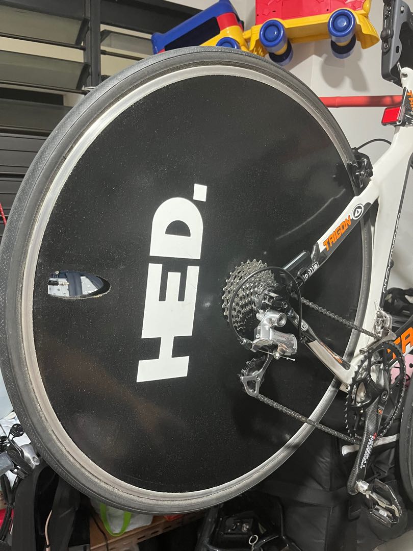 HED disc wheel 700c rim brake carbon tubular QR, Sports Equipment