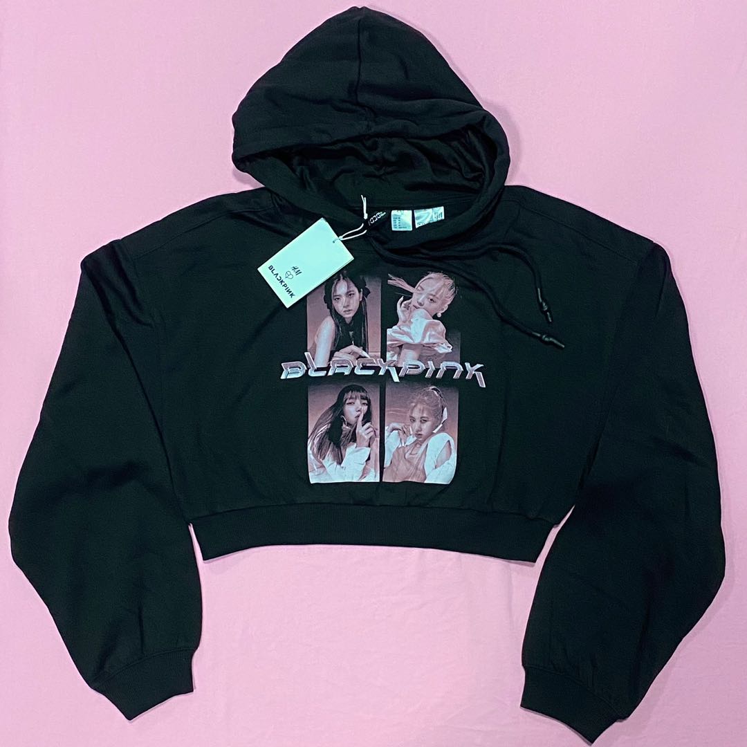 H M x Blackpink Cropped Hoodie
